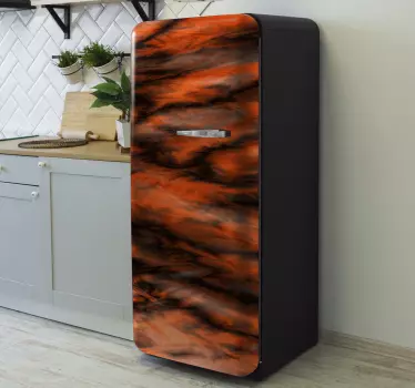 Sticker frigo effet marbre dégradé de couleurs chaudes - TenStickers