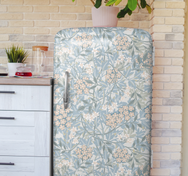 Sticker frigo fleurs et feuilles vertes - TenStickers