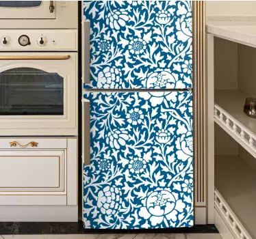 Sticker frigo floral bleu marine - TenStickers