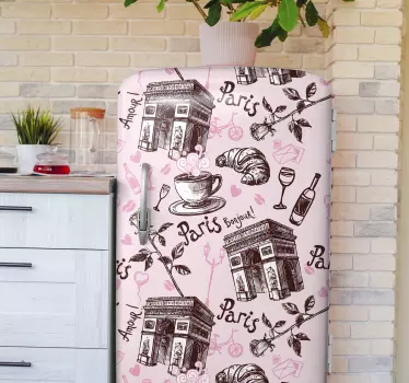 Sticker pour frigo rose Thème Paris - TenStickers