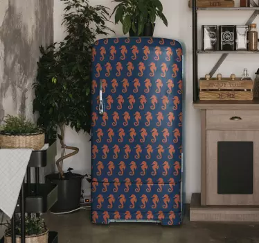 Sticker Frigo cheval de mer orange - TenStickers
