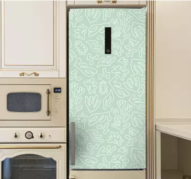 Sticker frigo algues blanches fond vert pense - TenStickers