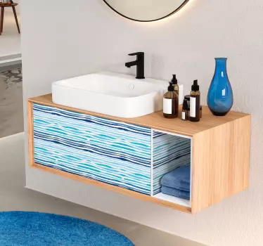 Sticker meuble Ikea salle de bain vagues bleues abstraites - TenStickers
