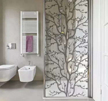 Sticker paroi de douche salle de bain branches d'arbre - TenStickers