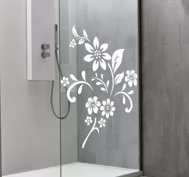 Sticker paroi de douche salle de bain fleurs monochromes - TenStickers