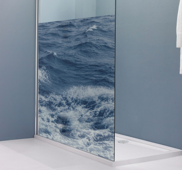 Sticker paroi de douche salle de bain effet de vagues - TenStickers