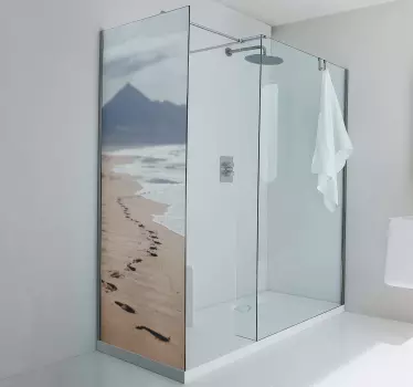 Sticker pour Paroi de Douche Empreinte sur la plage - TenStickers