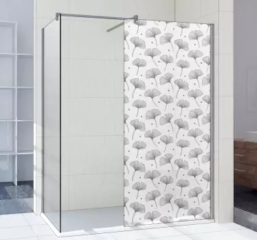 Sticker pour Paroi de Douche Feuilles de ginkgo sticker blanc - TenStickers