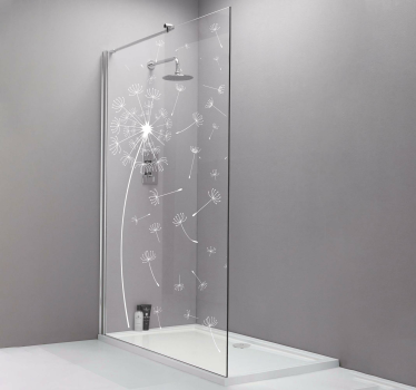 Sticker paroi de douche salle de bain pissenlit au vent - TenStickers
