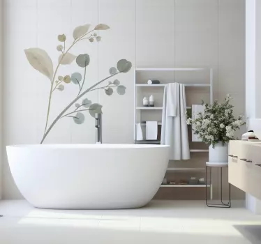 Adhésifs salle de bain plantes couleurs neutres - TenStickers