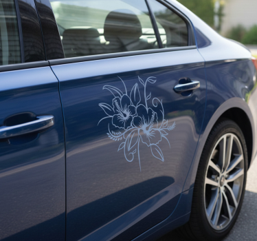 Sticker pour voiture fleur d'hibiscus en fleurs - TenStickers