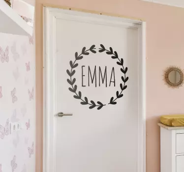 Sticker porte couronne cœurs personnalisée - TenStickers