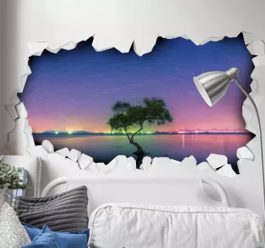 Sticker trompe-l’œil effet optique univers réfléchi - TenStickers