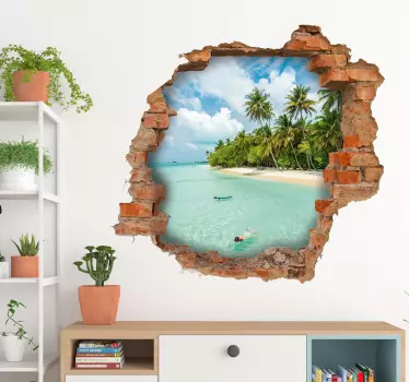 Sticker trompe-l’œil vue sur la mer - TenStickers