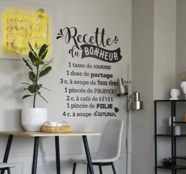 Sticker recette du bonheur en 7 ingrédients - TenStickers