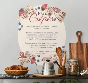 Sticker recette de cuisine crêpes - TenStickers