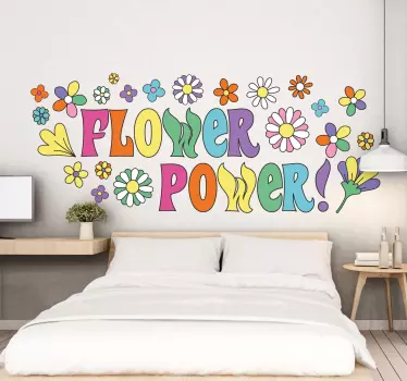 Sticker vintage rétro phrase flower power - TenStickers