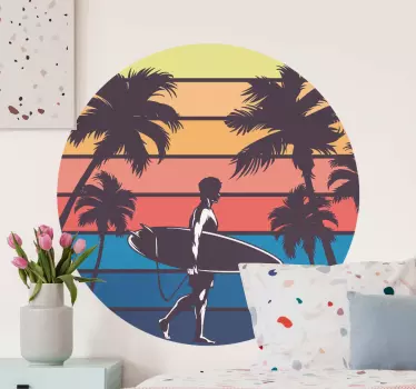 Sticker vintage surf Hawaï - TenStickers