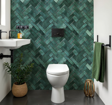 Sticker salle de bain chevrons verts - TenStickers