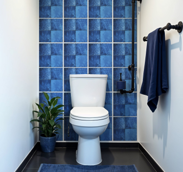 Sticker salle de bain motif carré bleu marine - TenStickers