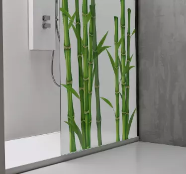 Sticker paroi de douche salle de bain motif de bambou - TenStickers