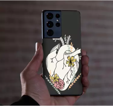 Sticker samsung motif floral en forme de cœur - TenStickers