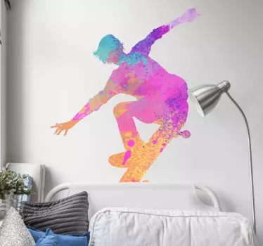 Sticker Silhouette de skateur coloré - TenStickers