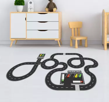 Sticker sol motif circuit de voitures - TenStickers