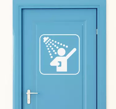 Sticker salle de bain porte symbole douche - TenStickers