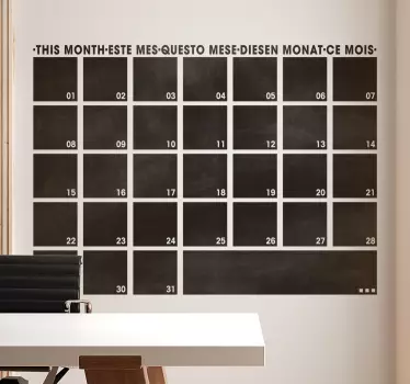 Sticker bureau ardoise tableau mois - TenStickers