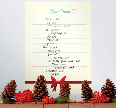 Sticker tableau blanc modèle de liste au père noël - TenStickers