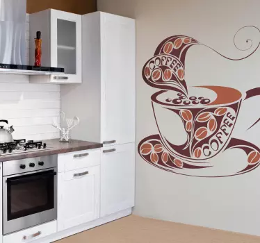 Sticker tasse de café fumant - TenStickers