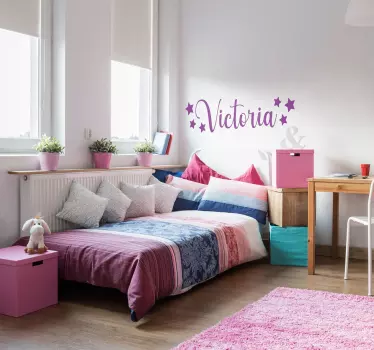 Sticker tête de lit avec prénom et étoiles - TenStickers