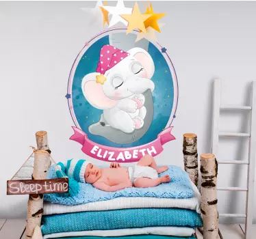 Sticker bébé éléphant endormi - TenStickers