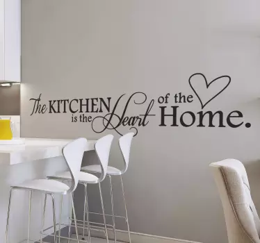 Sticker cuisine texte kitchen heart of the home - TenStickers