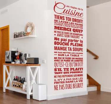 Sticker texte les règles de la cuisine - TenStickers