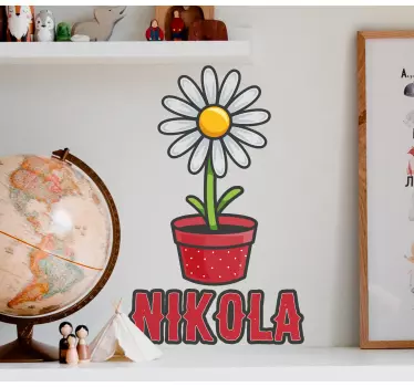 Sticker fleur marguerite avec nom personnalisé - TenStickers