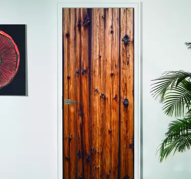 Sticker porte effet bois antique - TenStickers
