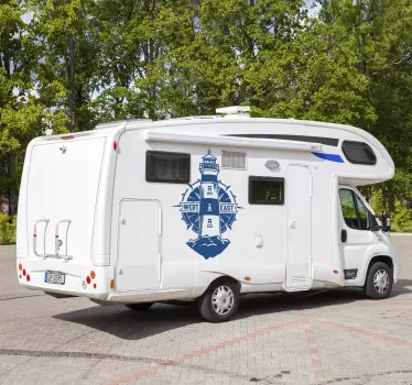 Sticker camping car marin phare et boussole - TenStickers