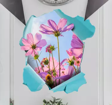 Sticker trompe l'œil fleurs personnalisable - TenStickers
