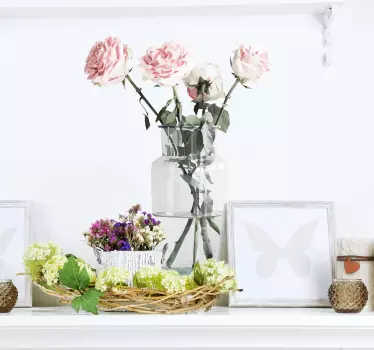 Sticker vase crystal roses - TenStickers