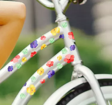 Sticker vélo fleurs colorées - TenStickers