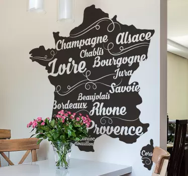 Sticker cuisine carte vins de France - TenStickers