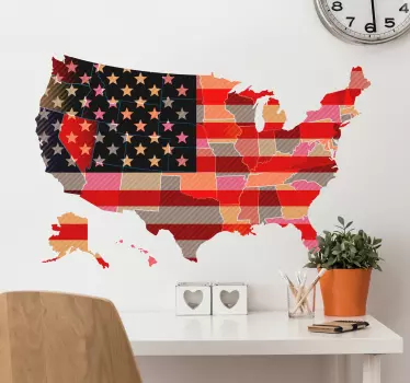 Sticker vintage carte USA - TenStickers
