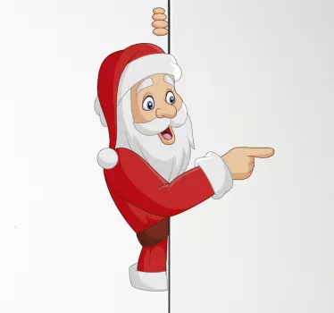 Sticker Vitre Noel Père noël semi caché - TenStickers