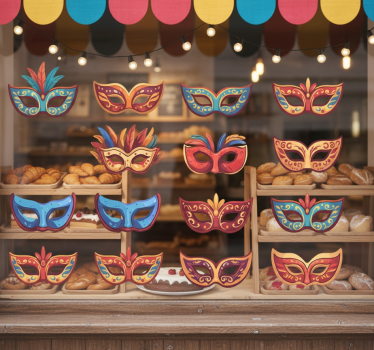 Sticker vitrine ensemble de masques de carnaval - TenStickers