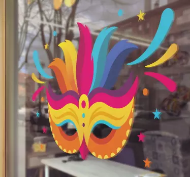 Sticker vitrine masque de carnaval coloré - TenStickers