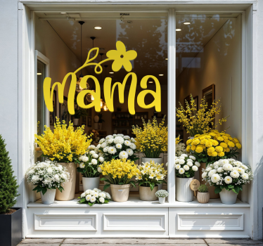 Sticker vitrine mot mère avec une fleur - TenStickers