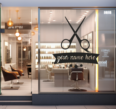 Sticker pour vitrine salon de coiffure personnalisé - TenStickers