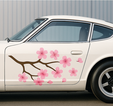Sticker voiture fleur de cerisier rose - TenStickers